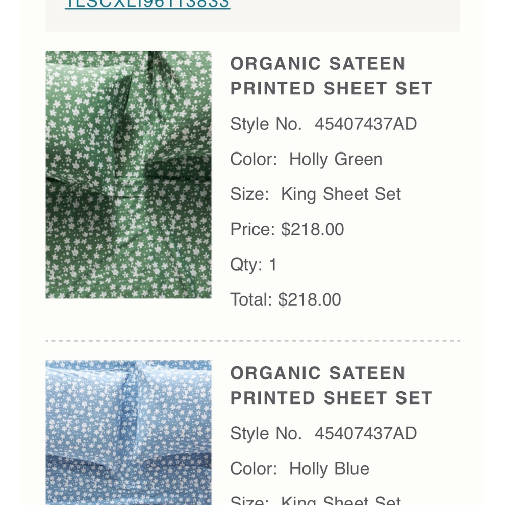 Anthropologie Organic Sateen Printed Sheet Set - Green and Blue
